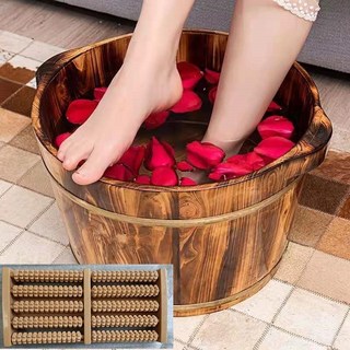 나무통 족욕기 발 담그는 보온 목욕 워시 발마사지 피로회복, 30개의 높은 바이노럴 탄화와 마사지 비즈뜸쑥 3