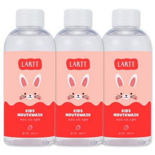 라르트 무알콜 충치예방 어린이가글 구강청결제 푸카가글 딸기향 병가글, 3개, 300ml