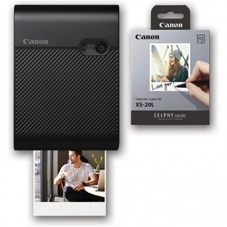 Canon 캐논 SELPHY 스퀘어 QX10 컴팩트 포토프린터 + 컬러잉크/라벨 XS-20L 번들 블랙 아이폰 또는 안드로이드용, QX10 (Black) + XS-20L Bundle 미, 블랙입니다.