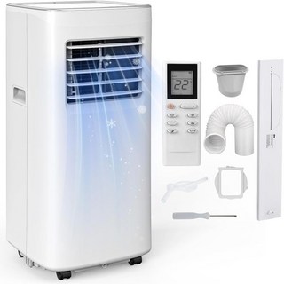 최대 360제곱미터까지 냉각되는 8500 BTU 휴대용 에어컨.리모컨LED 디스플레이24시간 타이머윈도우 설치 키트 및 드라이버가 있는 3인치 AC 유닛 하얀색, 1 Count (Pack of 1), 1개
