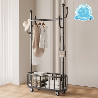 Unihome 선인장형 고급 이동식 행거 미니 트롤리 행거, 프리미엄 블랙