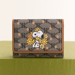 [PEANUTS X HAZZYS] 브라운 가죽 스누피 카드지갑 [HIHO5E303W2]