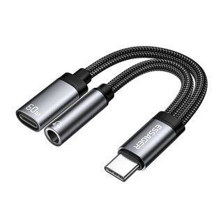 Essager PD 60W C타입 마이크 이어폰 고속 충전 듀얼 젠더