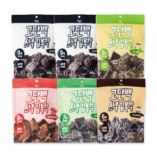 부각앤칩 고단백 스낵 김부각 버라이어티팩 50g 6개