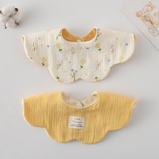 양면 사용 아기 턱받이 웨이브 레이스 부드러운 면 트리밍 타액수건, Colorful Flower, 1개