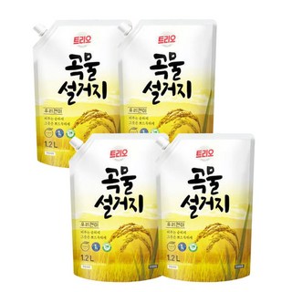 트리오 곡물설거지 우리현미 주방세제, 1.2L, 4개