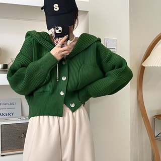 아이엠몽 여성용 후니 크롭 후드 빅포켓 니트 가디건 상품 이미지