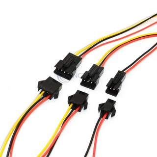 JST SM 암수 커넥터 2.54mm 2P3P4P EL 와이어 케이블 코드 어댑터 LED 조명용 전기 포함 26AWG 10-30CM, [02] 20CM, [01] Male 10개 세트, [02] 3P, 1개
