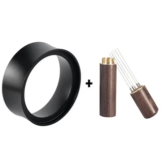 58mm 커피 파우더 수신 도징 링 Expobar Gaggia 기계 용 알루미늄 합금 루프 깔때기 액세서리 바리 스타, 01 58mm, 01 빠른, 02 with 6 pin Stirrer