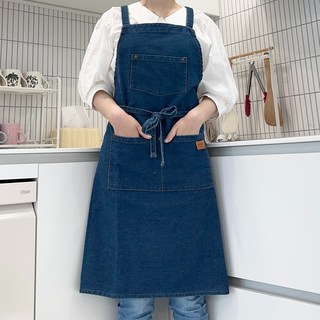 잔느홈 데님 앞치마 까페 공방 화방 네일샵 주방, 1개, 연청