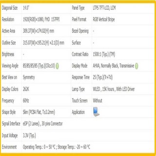 터치모니터 LP140WF3SPD1 SPD1 14 인치 노트북 디스플레이 LCD 화면 없음 슬림 IPS 패널 FHD 1920X1080 EDP, 01 14, 02  CONDITION