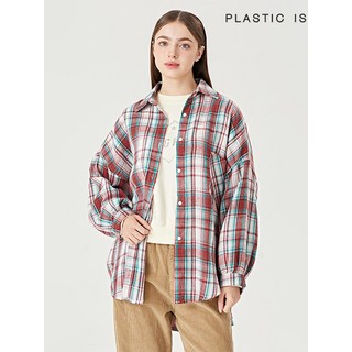 플라스틱아일랜드 루즈핏 체크 카라 포켓 긴팔 셔츠PQ142 마감임박!!!