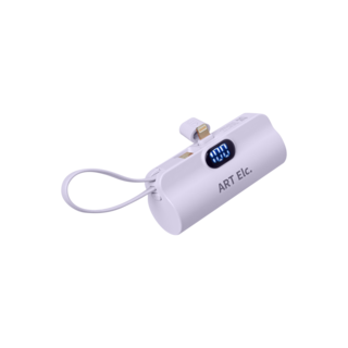 아트일렉 미니 일체형 10W 고속충전 보조배터리 5000mAh 8핀 타입, 퍼플, AEC-02(8핀 타입)