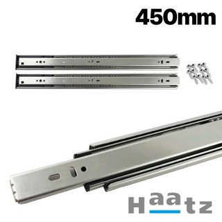 하츠 3단 볼레일 45폭 450mm 서랍레일 1조 가구레일 일반레일 댐핑레일 피스포함, 1세트, 일반 가구레일 45폭 450mm