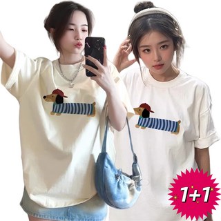 1+1 여름 여성 반팔티 / 반팔 티셔츠 / 라운드넥 블라우스 / 면티 WPLB9224 40