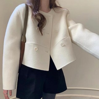 [zzimm]노카라 라운드 더블 숏 자켓형 코트 2color