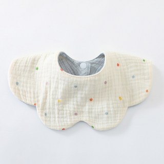 6겹 양면 아기 턱받이 부드러운 면 소재 침받이 신생아용, 1개, Colored dots