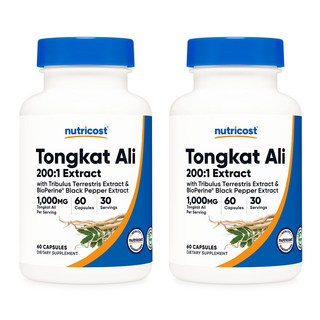 뉴트리코스트 통갓알리 트리뷸러스 남가새 1000mg 60캡슐 2개 Tongkat Ali, 60정