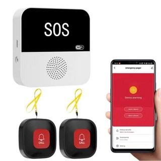 SETU 와이파이 SOS 무선호출기 간병인 환자 노약자 긴급호출 WiFi 스마트폰 알림 수신기 단독알림 듀얼방식, 송신기2대+수신기1대, 1세트