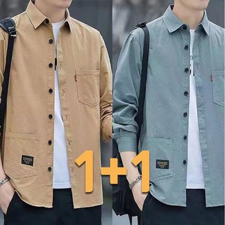 1+1 남성 긴팔 셔츠 외투 봄 가을 간절기 링클프리 캐주얼 남방 셔츠 아우터 루즈핏 상의 자켓