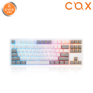 COX 콕스 엔데버 텐키리스 RGB PBT 방수 유선 텐키리스 키보드, 화이트 바디(화이트 & 그레이 키캡), 1 COLOR ( COX ) 엔데버 텐키리스 45g, 무접점