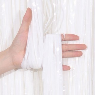 [에브리띵스마일] 파티커튼 42colors 홀로그램/새틴/파스텔/샤이니 수술 은박커튼, 샤이니 화이트, 5개