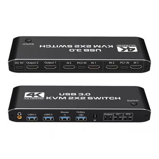 2x2 HDMI KVM 스위치 4K 60Hz 듀얼 모니터 확장 디스플레이 USB 스위처 2 인 아웃 컴퓨터 공유, 1개
