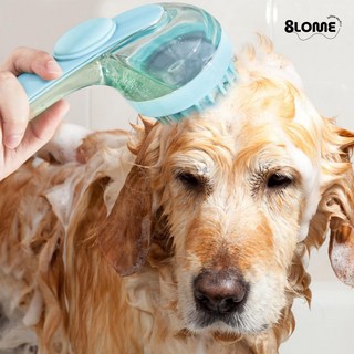 8LOME 반려동물 원터치 실리콘 목욕 샴푸 브러쉬 강아지 고양이 빗, 블루, 1개