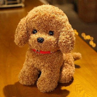 현실적인 테디 강아지 행운의 개 푸들 봉제 장난감 수제 피규어 동물 22cm, dark brown, 1개