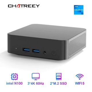 Chatreey T9 미니 PC Intel Alder Lake N100 Windows 11 초소형 휴대용 듀얼 SSD 풀 기능 Type-C 4K 60Hz RGB, WIN11 Pro, black, 0.01GB, T9 N100, 0.01GB