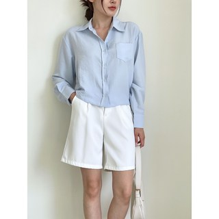 [리우] 여성용 거즈 소프트 크롭 블라우스 여름셔츠 4colors