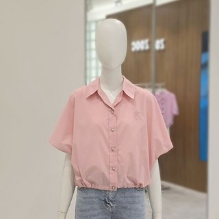 주크 ZOOC 로고자수 밑단스트링 반팔 블라우스