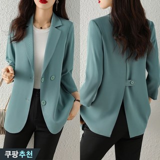 80kg까지 날씬해보이는 여성 핏 예쁜 쉬폰 뒷트임 7부 소매 정장 자켓 여름 루즈핏 얇은 외출 아우터 하객룩 블랙 흰색 큰옷 큰언니 xl3 여자 디자인 캐쥬얼 잠바 77