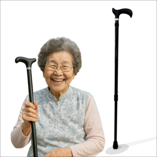 늘보담 어르신 초경량 카본 지팡이 여자 남자 할머니 안전 미끄럼방지, 1개, 딥그레이 블랙