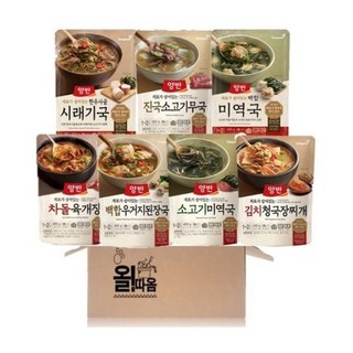 올따옴 동원 양반 즉석국 7종 1개세트 (한우사골시래기+진국소고기무국+백합미역국+차돌육개장+백합우거지된장+소고기미역+김치청국장), 1세트, 3220g