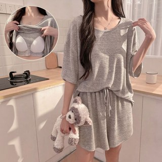 COZYDAZE 여성용 촉감좋은 레이온 캡내장 잠옷세트