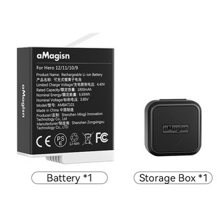 AMAGISN 고프로 히어로 12 배터리 11 10 9 용 대용량 엔듀로 액세서리 1800 mAh, 1개, 01 1pc Battery