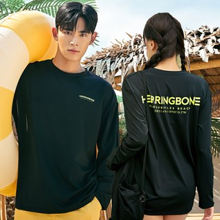 헤링본 남자 여자 래쉬가드 긴팔 수영복 오버 루즈핏 스윔 비치웨어 빅사이즈 상의 RE325