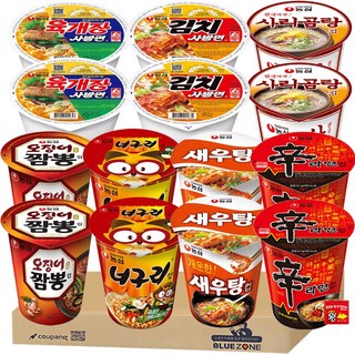 [블루존] 농심 소컵라면 7종 14개 A세트 (신라면2+육개장사발면2+김치사발면2+새우탕2+너구리2+오징어짬뽕2+사리곰탕2), 1박스