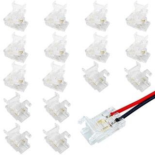 COB LED 라이트 스트립 커넥터 8mm 투명 L자형 코너 커넥터 16개 COB 스트립 조명 연결 단자 (L자형 일자형)
