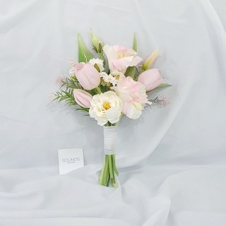 연핑크 튤립 셀프웨딩 조화부케 (제주도스냅 스냅촬영 부케), 연핑크부케, 1개