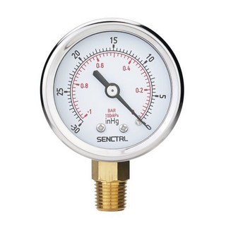 30인치 진공 압력 게이지 2인치 다이얼 14NPT 로우 마운트 방수 스테인리스 스틸 케이스 튜브 테스터 HVAC 공압 공기 압축기 핸드 펌프 밸브 테스트용, -30inHg-0_Lower Mount, Lower Mount, 1개