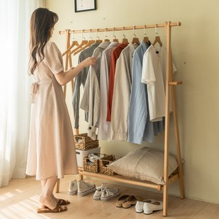 해브투해브잇 고급형 우드행거 원목스탠드옷걸이 튼튼한 나무행거 베이지(목재) 상품 이미지