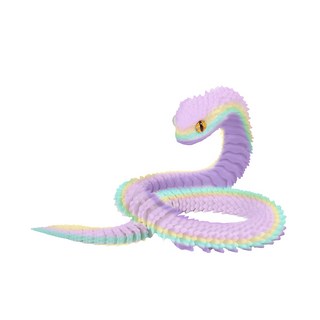 푸른 뱀 모형 인형 자유관절 3D프린터 선물 소품, 40cm, 레인보우 솜사탕, 1개
