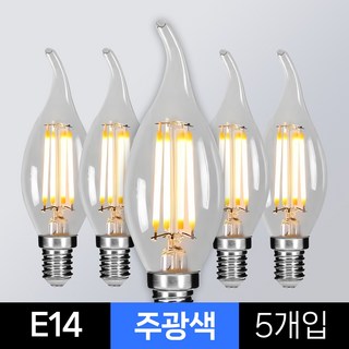LED 프레임 촛대구 COB E14 E17 E26 에디슨전구 카페조명 샹들리에 전구 KS인증, 5개, E14 / 주광색(흰색 빛)