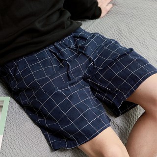 순면 코튼 체크 남자 잠옷 반바지 파자마 바지