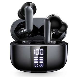 NICESUN 무선 블루투스 이어폰 커널형 노이즈 캔슬링 HiFi 고음질 이어폰 c타입 LED 디스플레이 이어폰 P13 블랙 상품 이미지