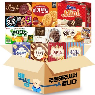 [백성] 사무실 탕비실 과자 간식 스낵 세트 최신제조 안전포장 (쿠크다스+쿠크다스커피+칙촉+빈츠+화이트하임+초코하임+오예스미니+마가렛트+카스타드+엄마손파이+몽쉘), 1세트, 11개