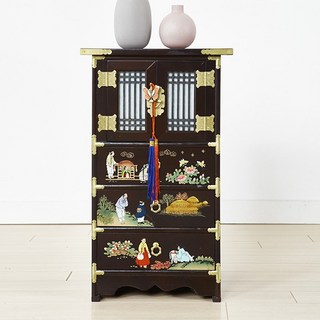 이조본고가구 그림 창살전화대 엔틱 인테리어