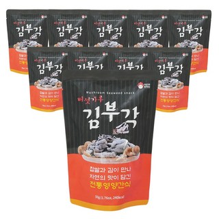 국내산 버섯가루 찹쌀 김부각 즐겨찾김 기본맛, 10개, 50g